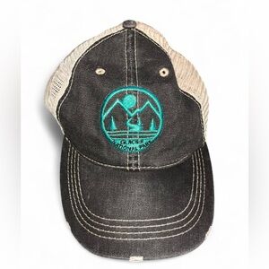 Dark wash Jean and Tan mesh Glacier National Park Cap